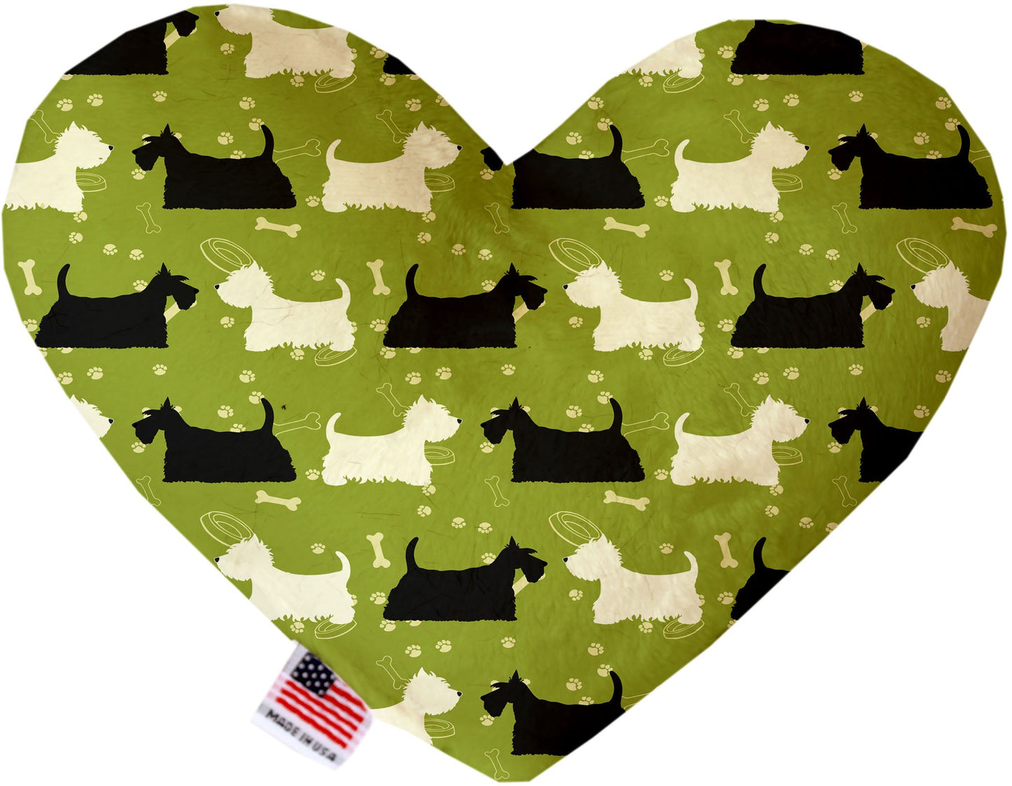 Pet & Dog Plush Heart or Bone Toy, "Westie World Group" (Available in different sizes, and 4 different pattern options!)