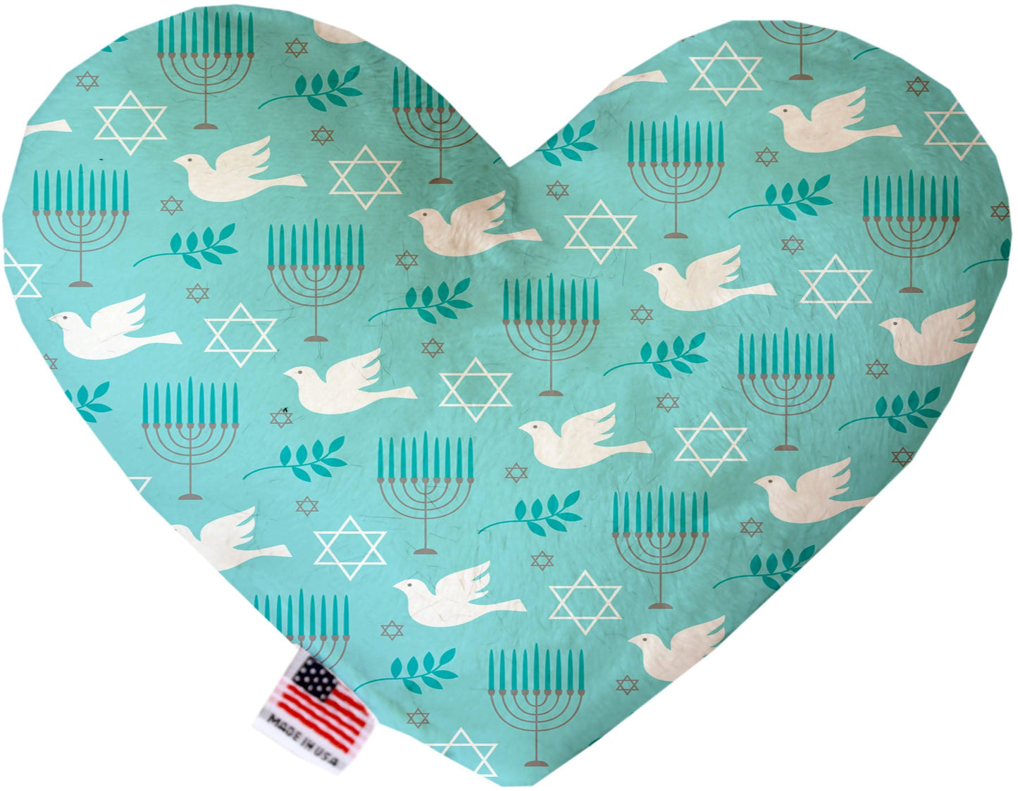 Pet and Dog Plush Heart or Bone Toy, "Hanukkah Group" (Available in different sizes, and 8 different pattern options!)