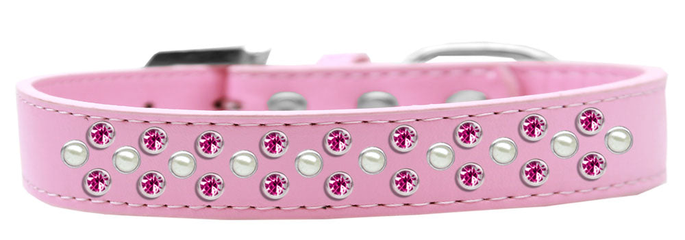 Dog, Puppy & Pet Fashion  Collar, "Pearl and Bright Pink Crystal Rimsets Sprinkles"