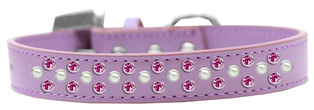 Dog, Puppy & Pet Fashion  Collar, "Pearl and Bright Pink Crystal Rimsets Sprinkles"