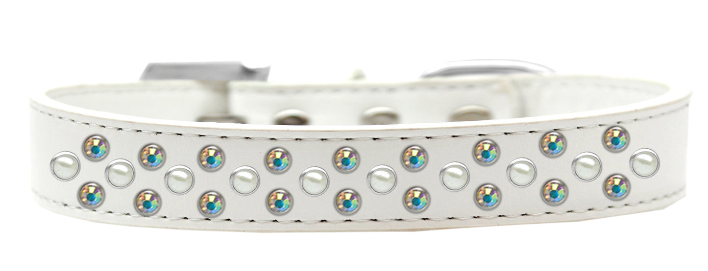 Dog, Puppy & Pet Fashion  Collar, "Pearl and Aurora Borealis Crystal Rimsets Sprinkles"