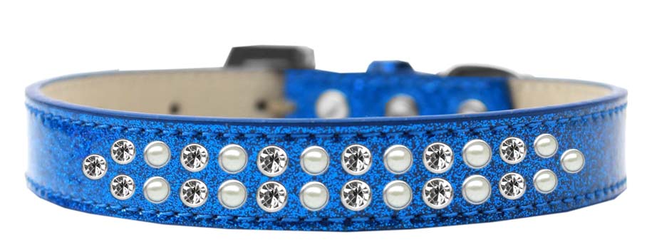 Dog, Puppy & Pet Ice Cream  Collar, "Two Row Pearl and Clear Crystal Rimsets"