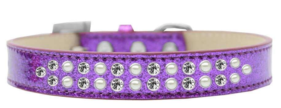 Dog, Puppy & Pet Ice Cream  Collar, "Two Row Pearl and Clear Crystal Rimsets"