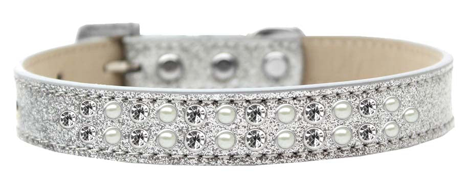 Dog, Puppy & Pet Ice Cream  Collar, "Two Row Pearl and Clear Crystal Rimsets"