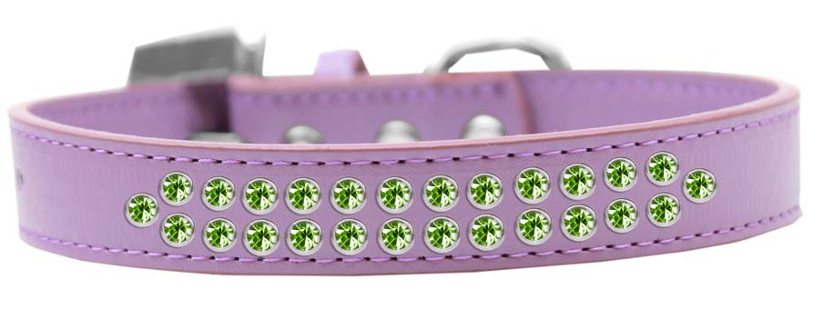 Dog, Puppy & Pet Fashion  Collar, "Two Row Lime Green Crystal Rimsets"