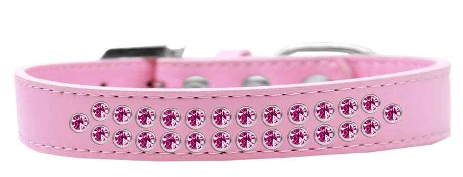 Dog, Puppy & Pet Fashion  Collar, "Two Row Bright Pink Crystal Rimsets"