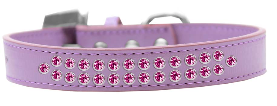 Dog, Puppy & Pet Fashion  Collar, "Two Row Bright Pink Crystal Rimsets"