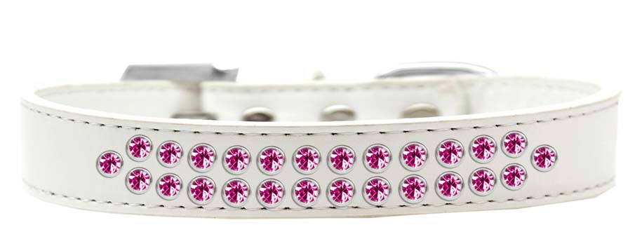 Dog, Puppy & Pet Fashion  Collar, "Two Row Bright Pink Crystal Rimsets"