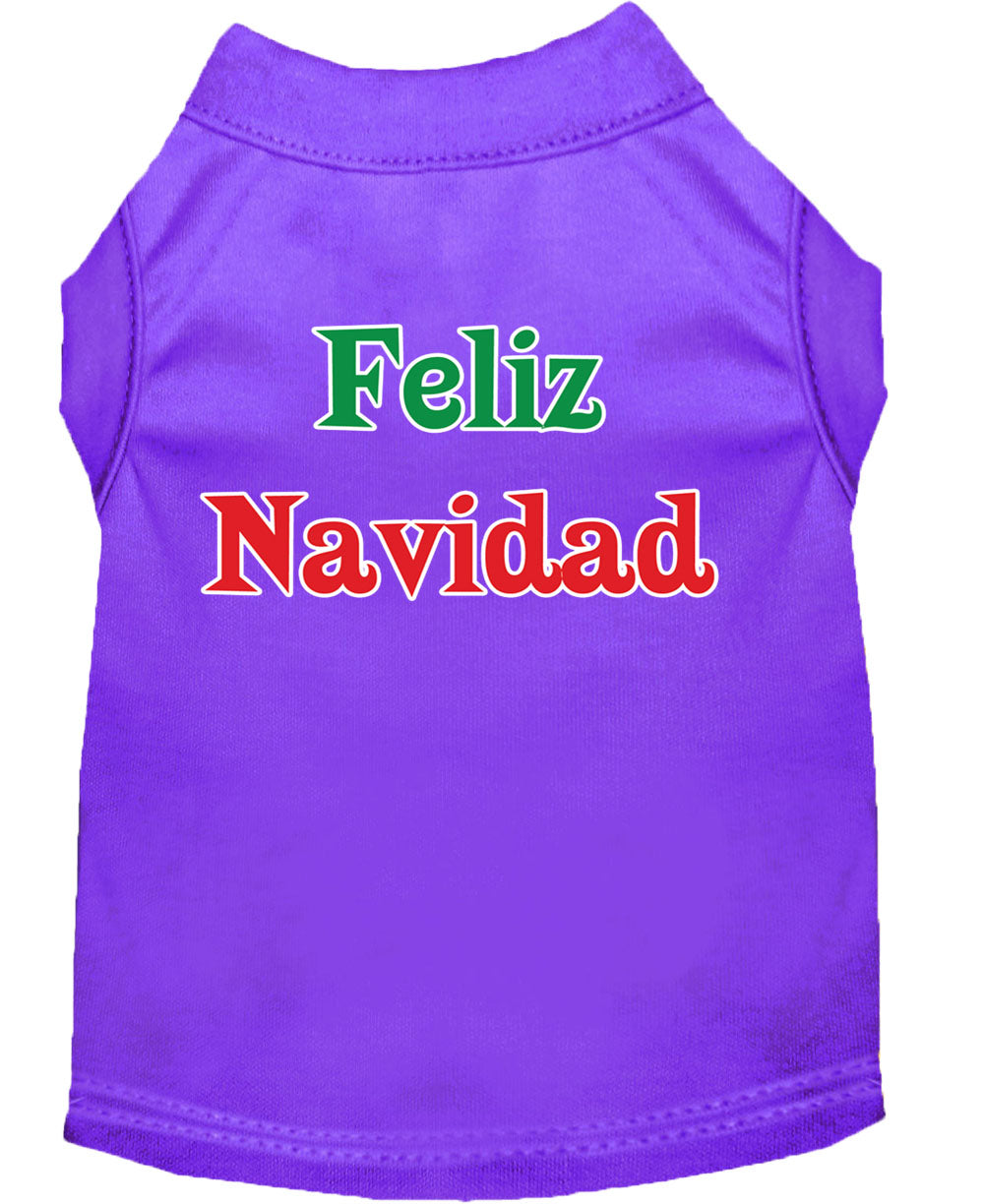 Christmas Screenprinted Dog Shirt, "Feliz Navidad"