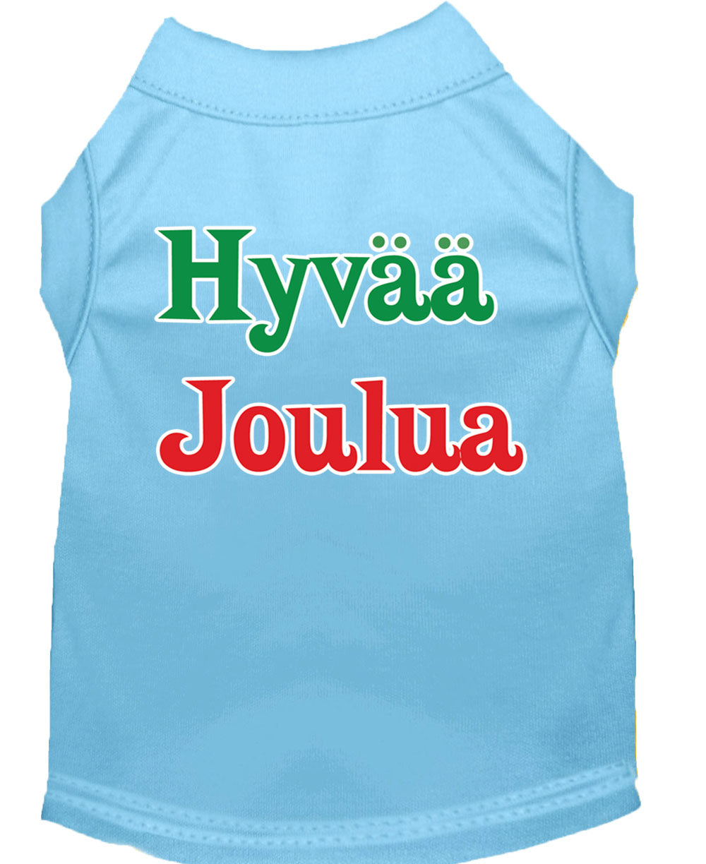 Christmas Screenprinted Dog Shirt, "Hyvaa Joulua"