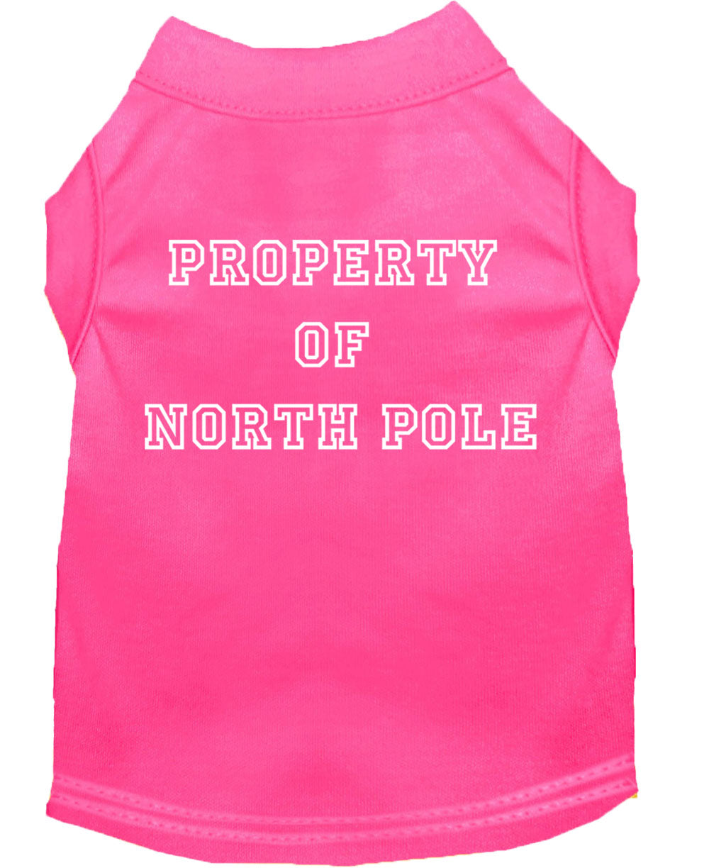 Christmas Screenprinted Dog Shirt, "Property Of North Pole"