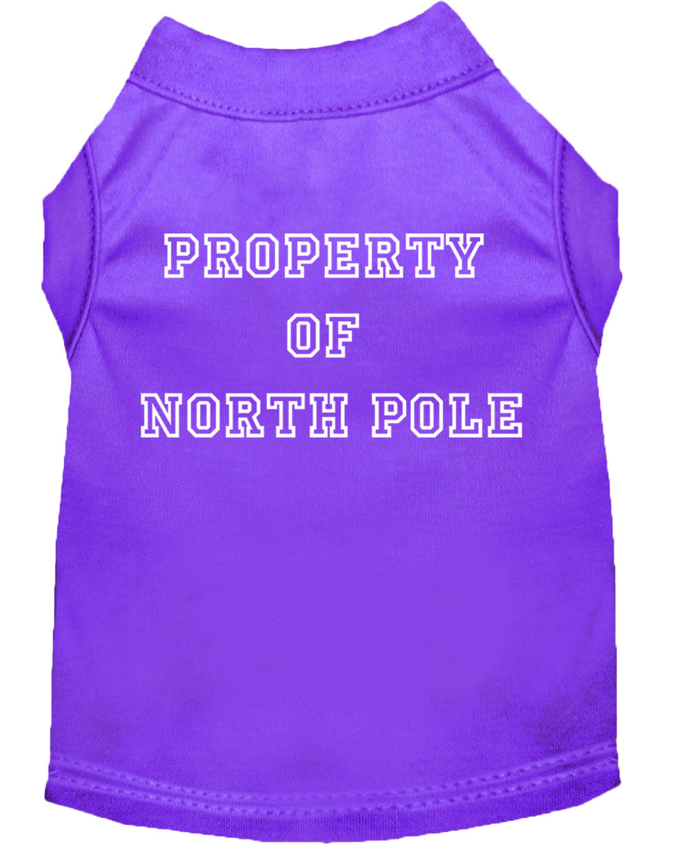 Christmas Screenprinted Dog Shirt, "Property Of North Pole"