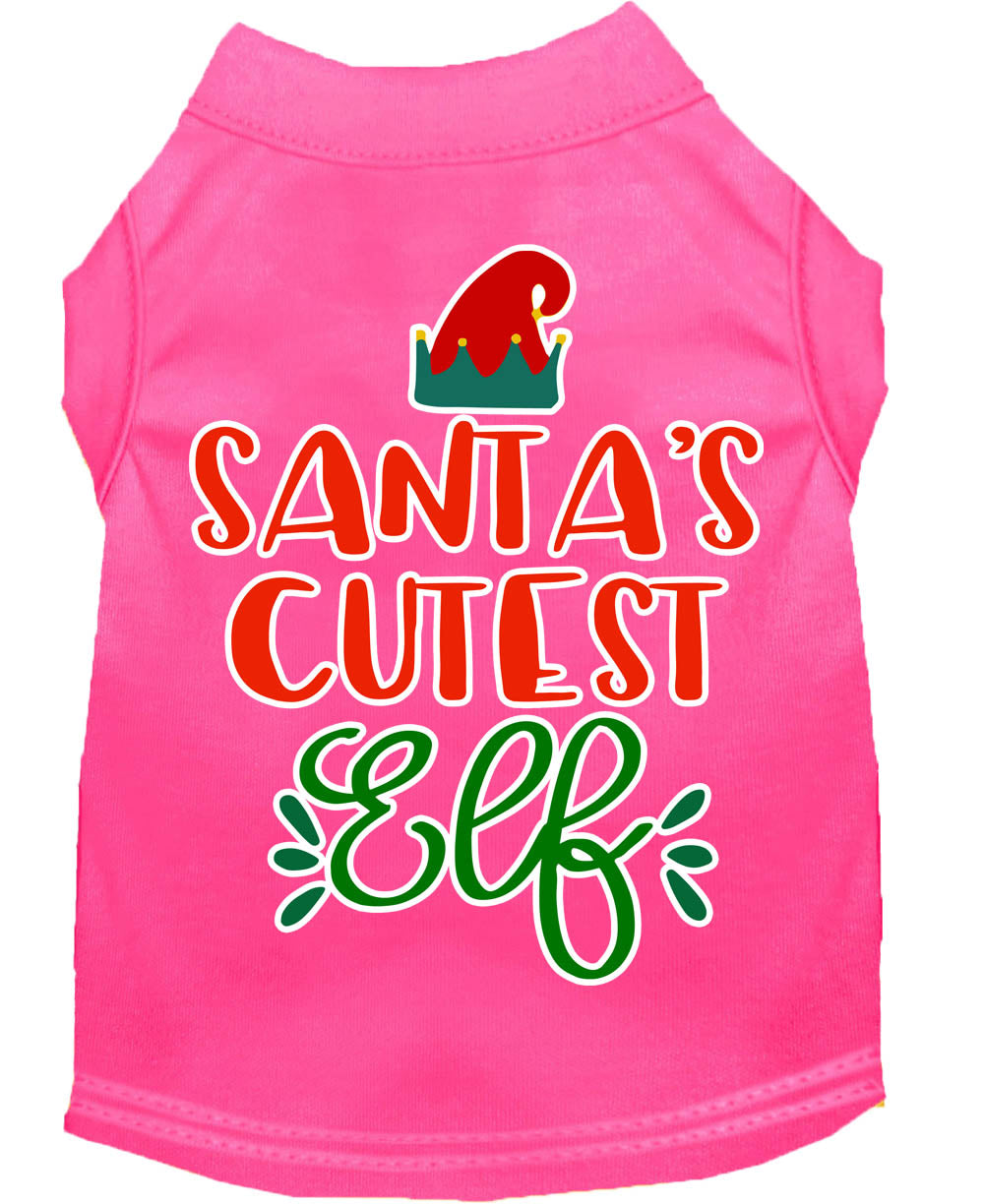 Christmas Pet Dog & Cat Shirt Screen Printed, "Santa's Cutest Elf"