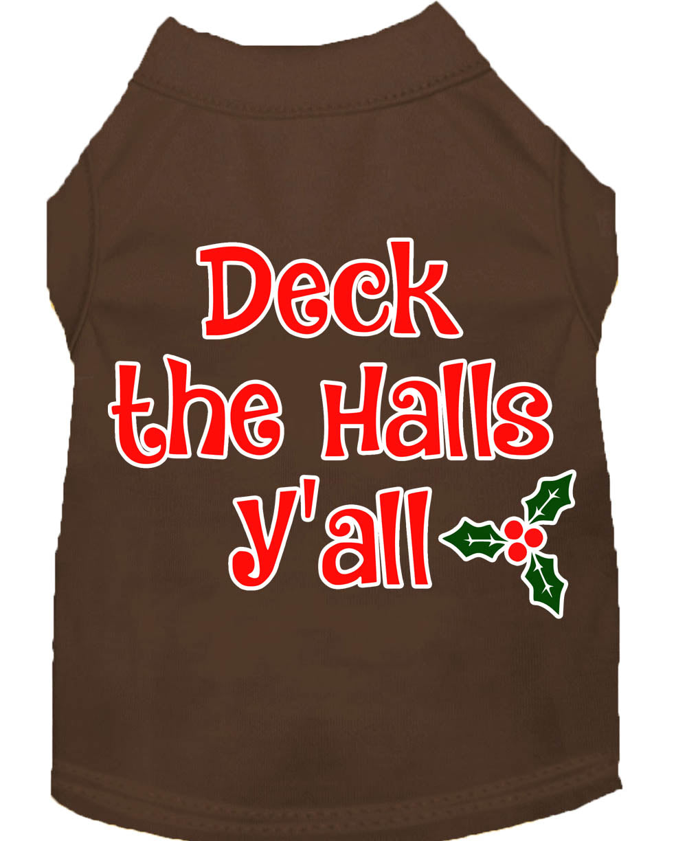 Christmas Pet Dog & Cat Shirt Screen Printed, "Deck The Halls, Y'all"