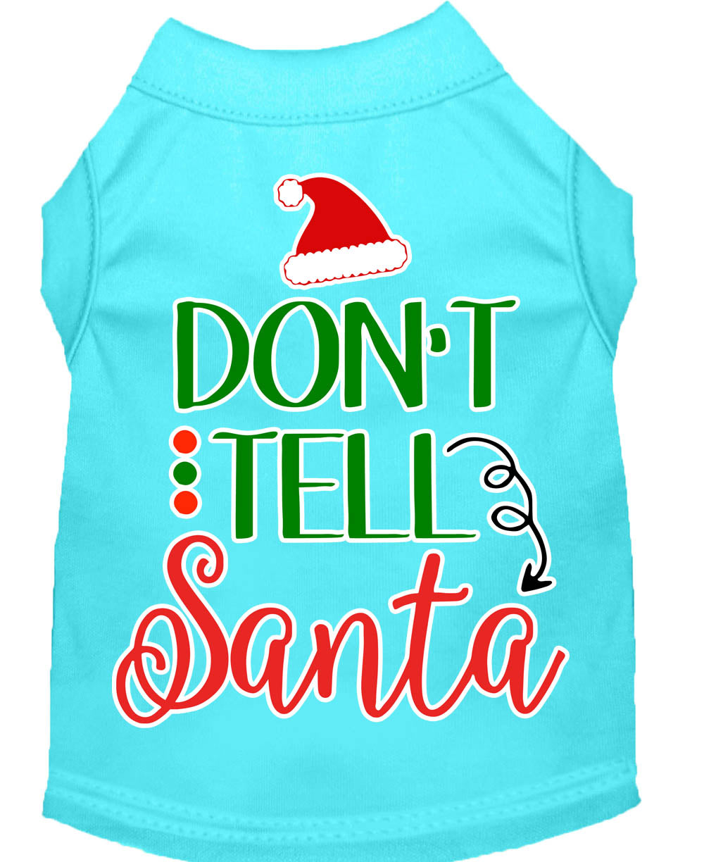 Christmas Pet Dog & Cat Shirt Screen Printed, "Don't Tell Santa"