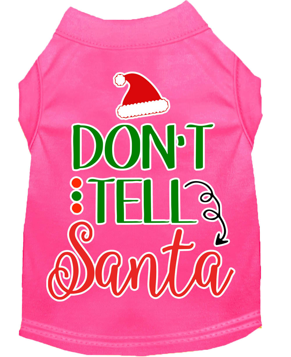 Christmas Pet Dog & Cat Shirt Screen Printed, "Don't Tell Santa"