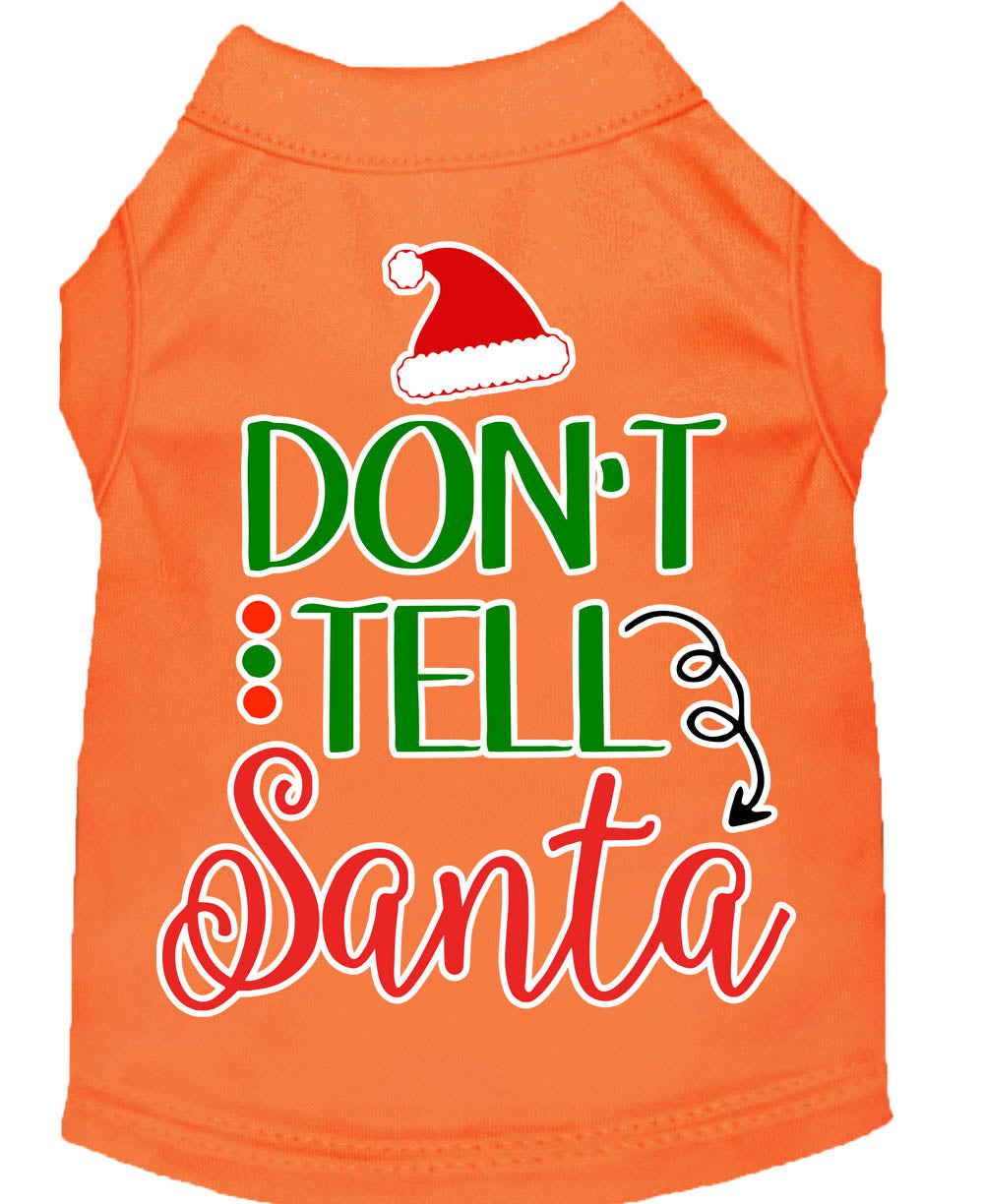 Christmas Pet Dog & Cat Shirt Screen Printed, "Don't Tell Santa"