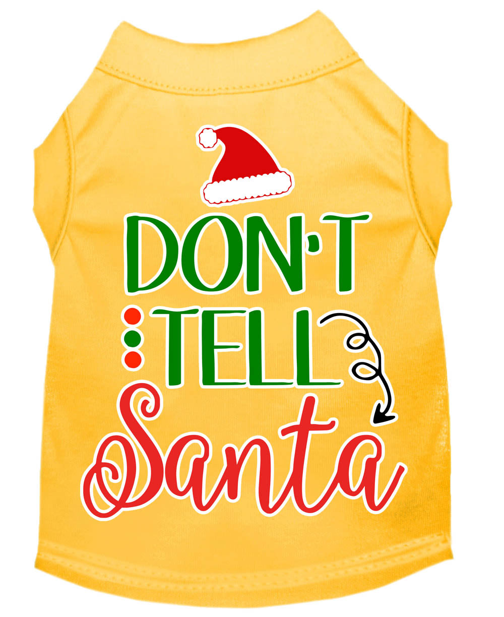 Christmas Pet Dog & Cat Shirt Screen Printed, "Don't Tell Santa"