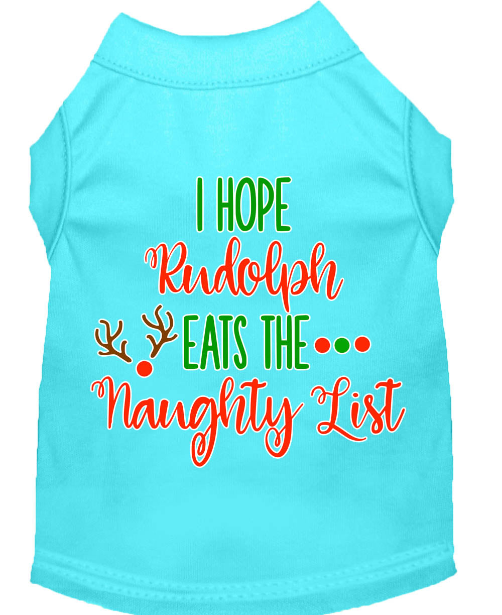 Christmas Pet Dog & Cat Shirt Screen Printed, "I Hope Rudolph Eats The Naughty List"