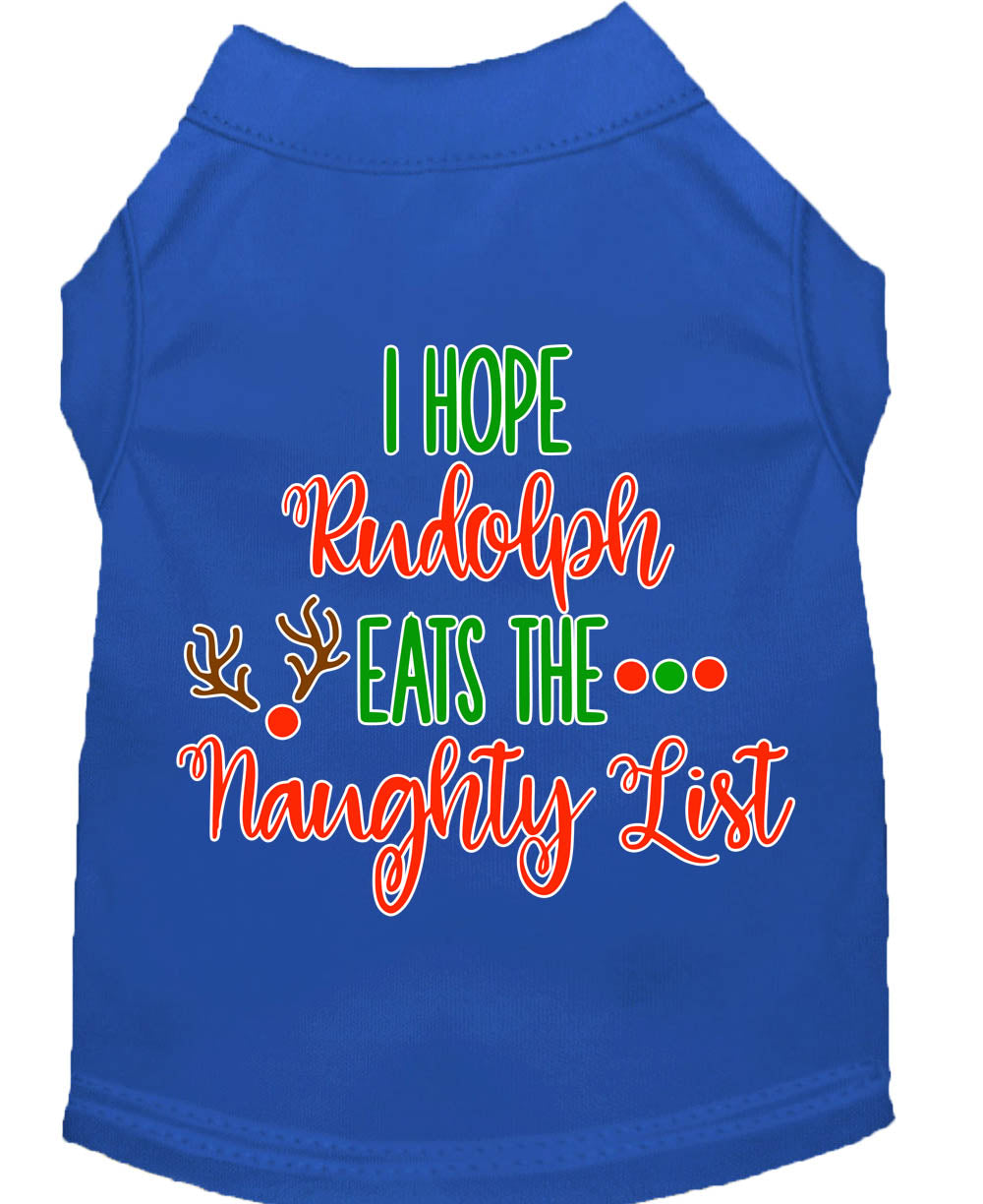 Christmas Pet Dog & Cat Shirt Screen Printed, "I Hope Rudolph Eats The Naughty List"