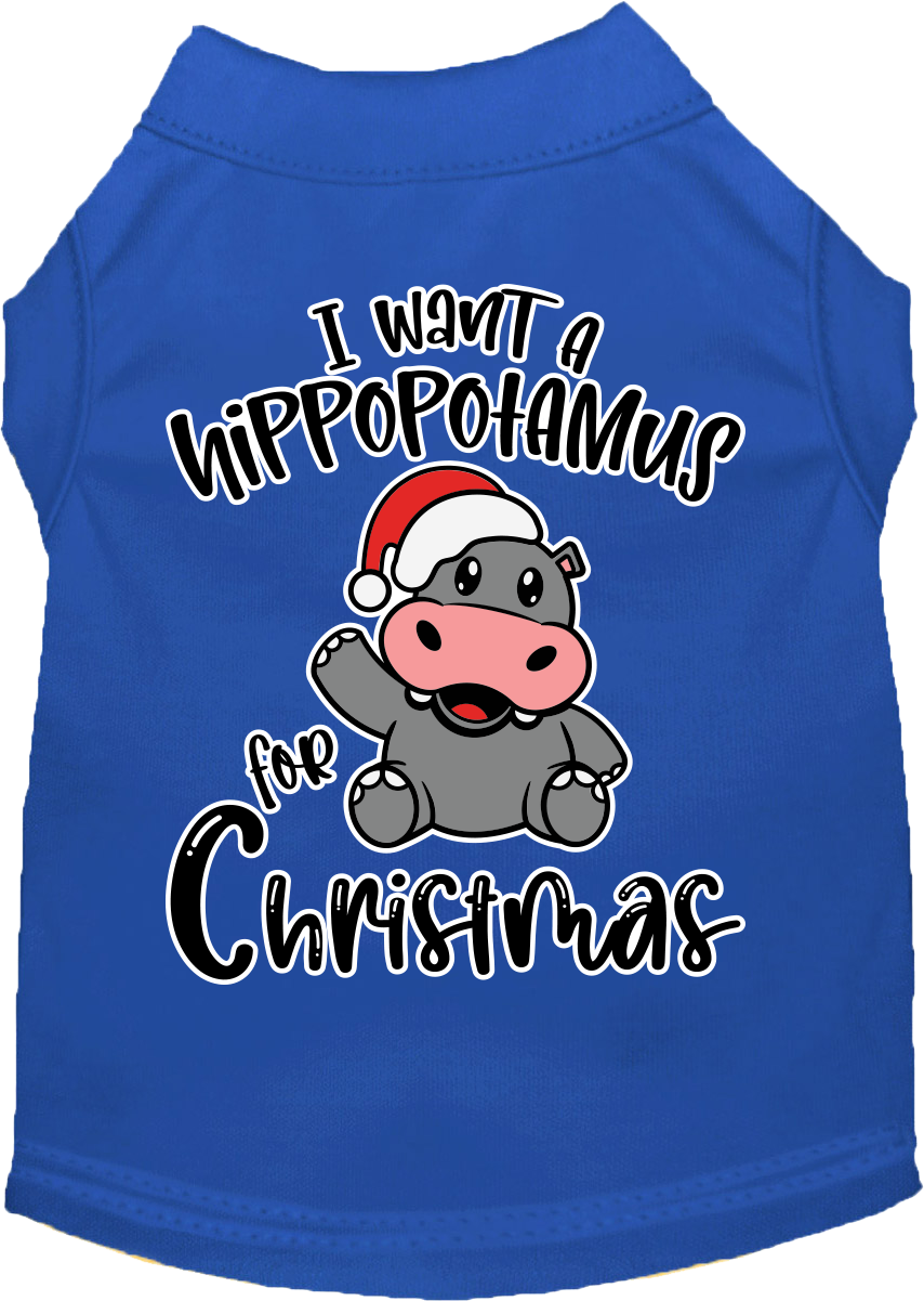 Christmas Pet Dog & Cat Shirt Screen Printed, "I Want A Hippopotamus For Christmas"