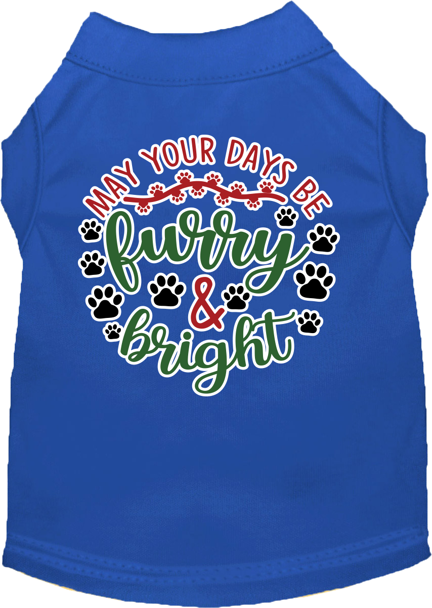 Christmas Pet Dog and Cat Shirt Screen Printed, "Furry & Bright"