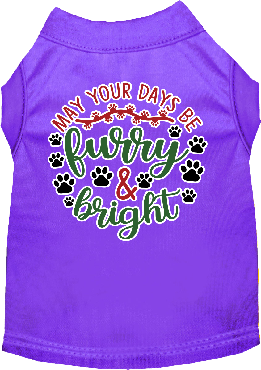 Christmas Pet Dog and Cat Shirt Screen Printed, "Furry & Bright"