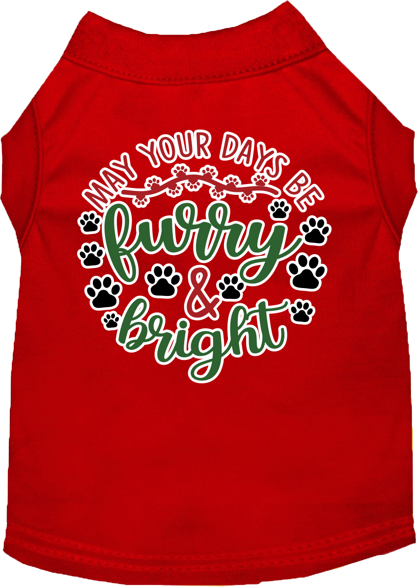 Christmas Pet Dog and Cat Shirt Screen Printed, "Furry & Bright"