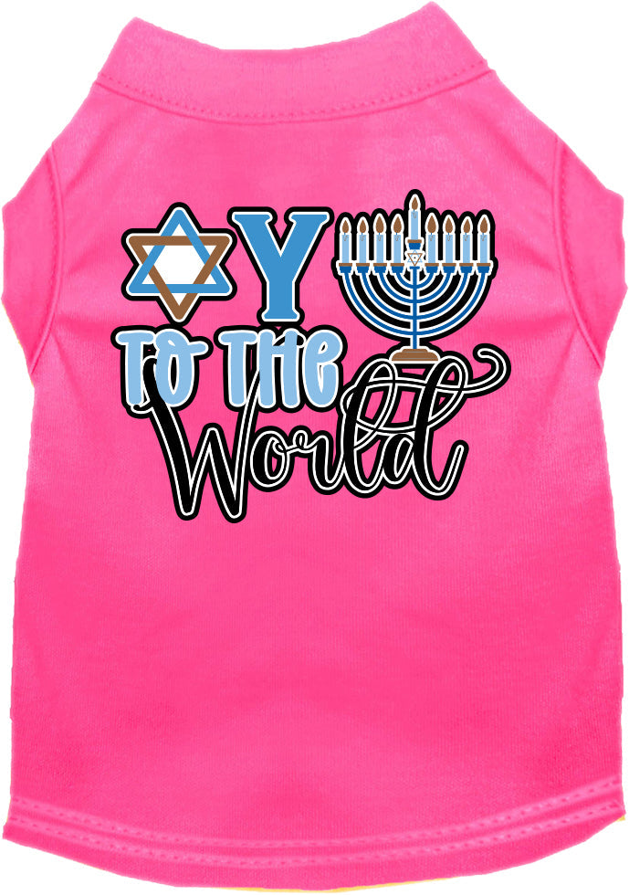 Hanukkah Pet Dog and Cat Shirt Screen Printed, "Oy To The World"