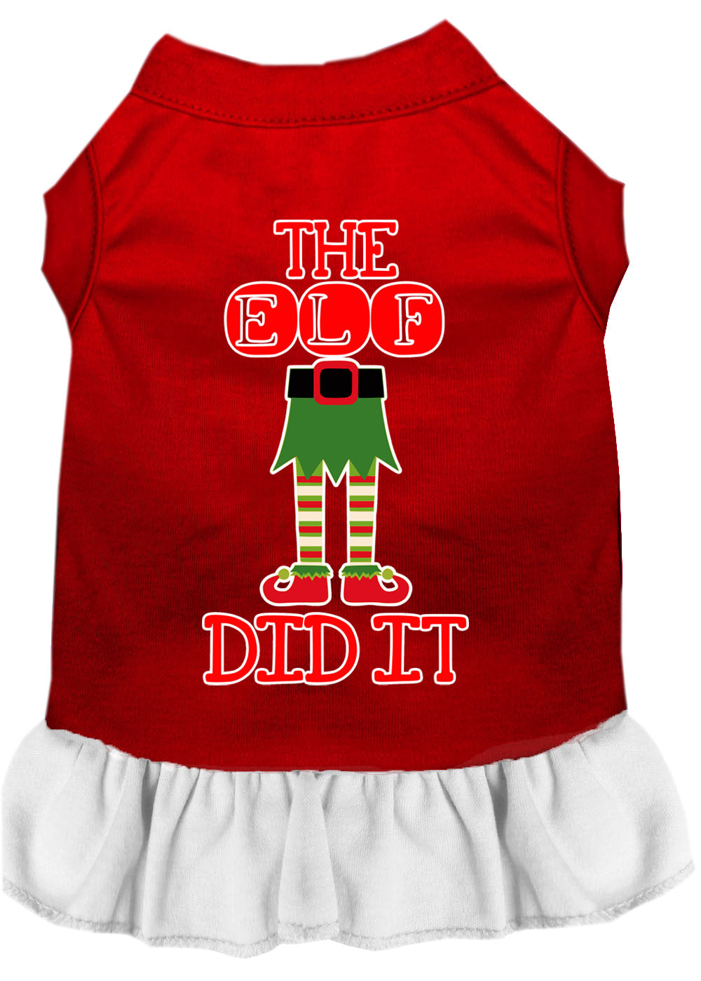 Christmas Pet Dog & Cat Dress Screen Printed, "The Elf Did It"