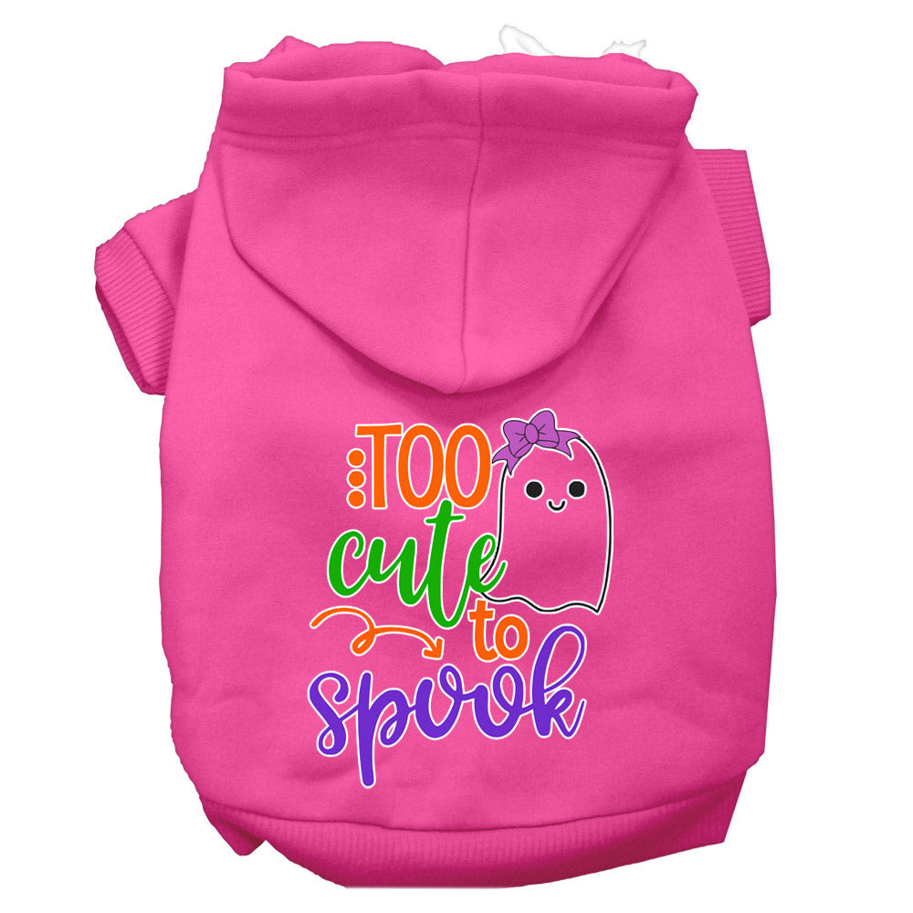 Halloween Pet, Dog & Cat Hoodie Screen Printed, "Too Cute To Spook Girly Ghost"