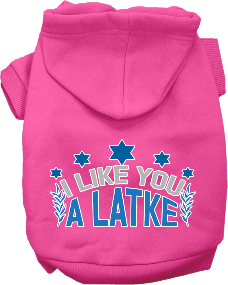 Hanukkah Pet, Dog and Cat Hoodie Screen Printed, "I Like You A Latke"