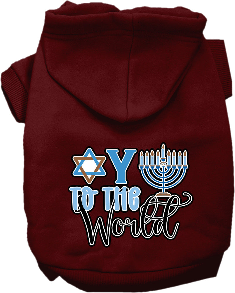 Hanukkah Pet, Dog and Cat Hoodie Screen Printed, "Oy To The World"