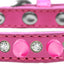 Pet and Dog Spike Collar, "Clear Crystals & Bright Pink Spikes”