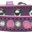 Pet and Dog Spike Collar, "Clear Crystals & Light Pink Spikes”