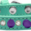 Pet and Dog Spike Collar, "Clear Crystals & Purple Spikes”