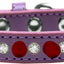 Pet and Dog Spike Collar, "Clear Crystals & Red Spikes”