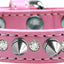 Pet and Dog Spike Collar, "Clear Crystals & Silver Spikes”