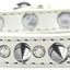 Pet and Dog Spike Collar, "Clear Crystals & Silver Spikes”