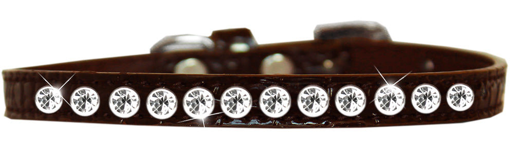 Dog, Puppy & Pet Designer Croc Collar, "One Row Clear Crystal Rimsets"