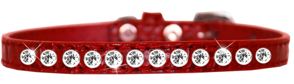 Dog, Puppy & Pet Designer Croc Collar, "One Row Clear Crystal Rimsets"