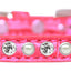 Dog, Puppy and Pet Designer Croc Collar, "One Row Pearl & Clear Crystals Rimsets"