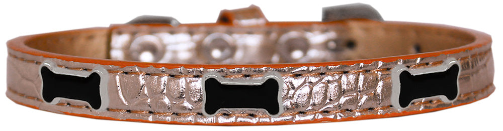 Dog, Puppy & Pet Designer Croc Widget Collar, "Black Bone"