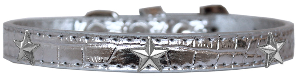 Dog, Puppy & Pet Designer Croc Widget Collar, "Silver Stars"