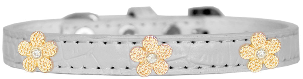 Dog, Puppy & Pet Designer Croc Widget Collar, "Gold Flowers"