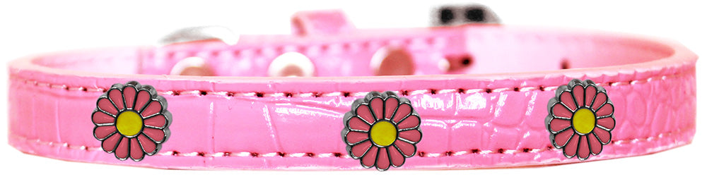 Dog, Puppy & Pet Designer Croc Widget Collar, "Pink Daisies"