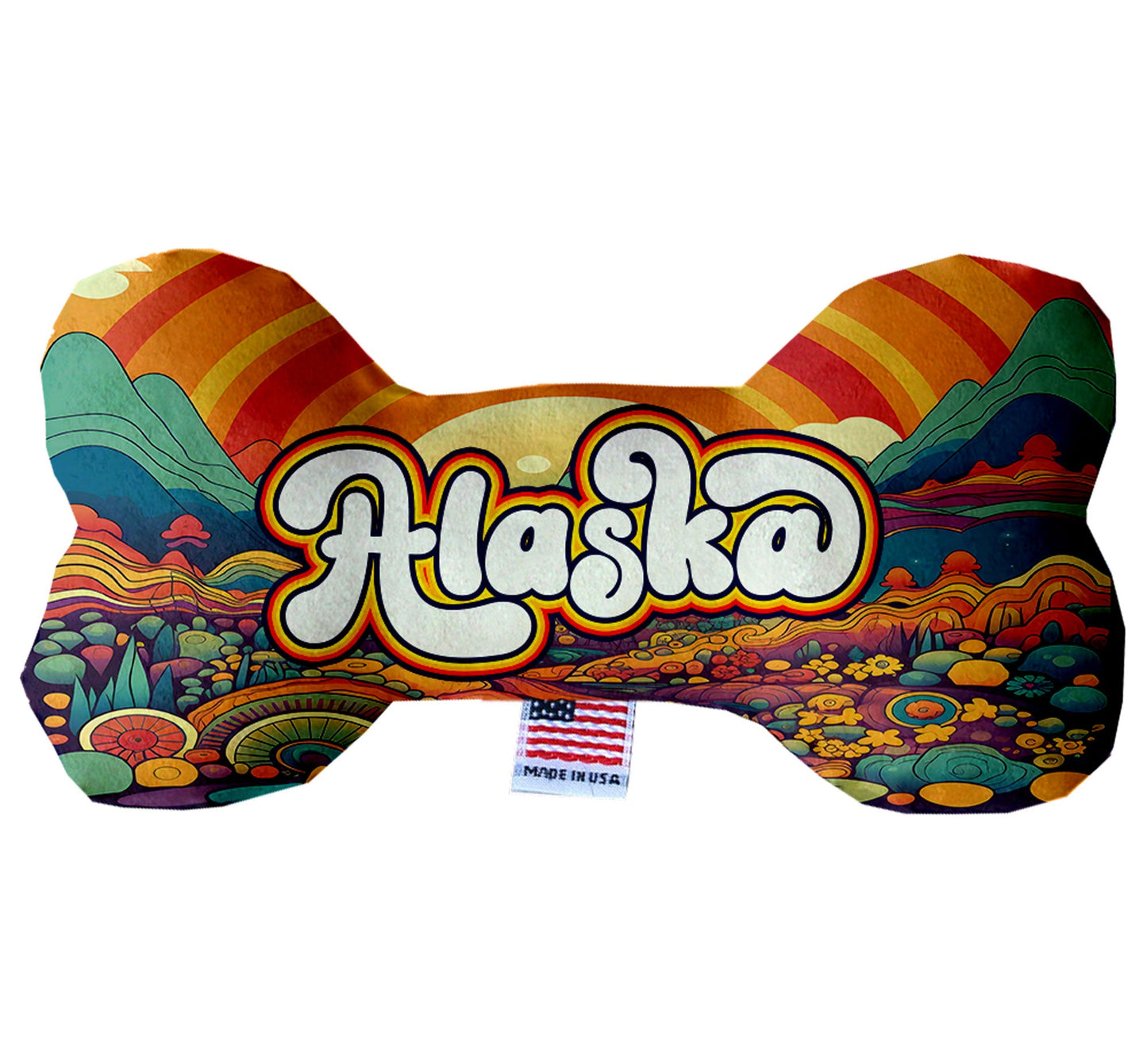 Pet & Dog Plush Bone Toys, "Alaskan Mountains" (Set 2 of 2 Alaska State Toy Options, available in different pattern options!)