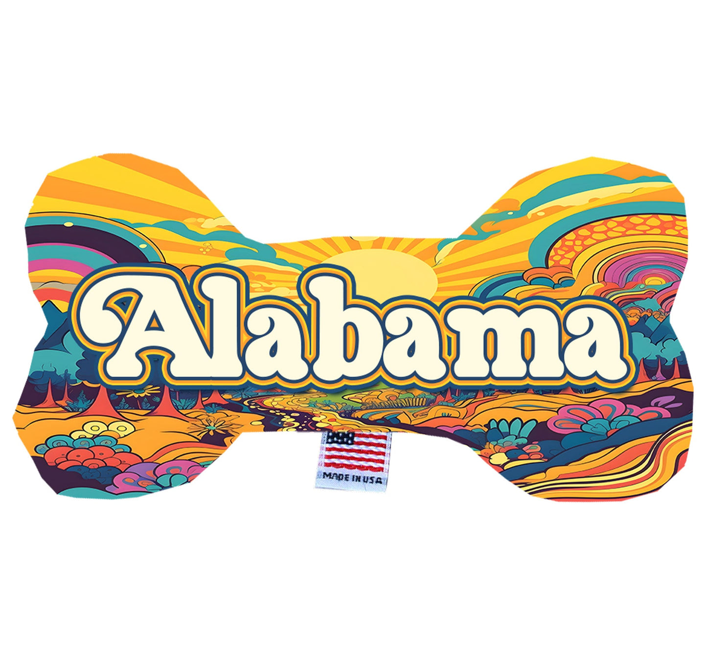 Pet & Dog Plush Bone Toys, "Alabama Mountains" (Set 2 of 2 Alabama State Toy Options, available in different pattern options!)