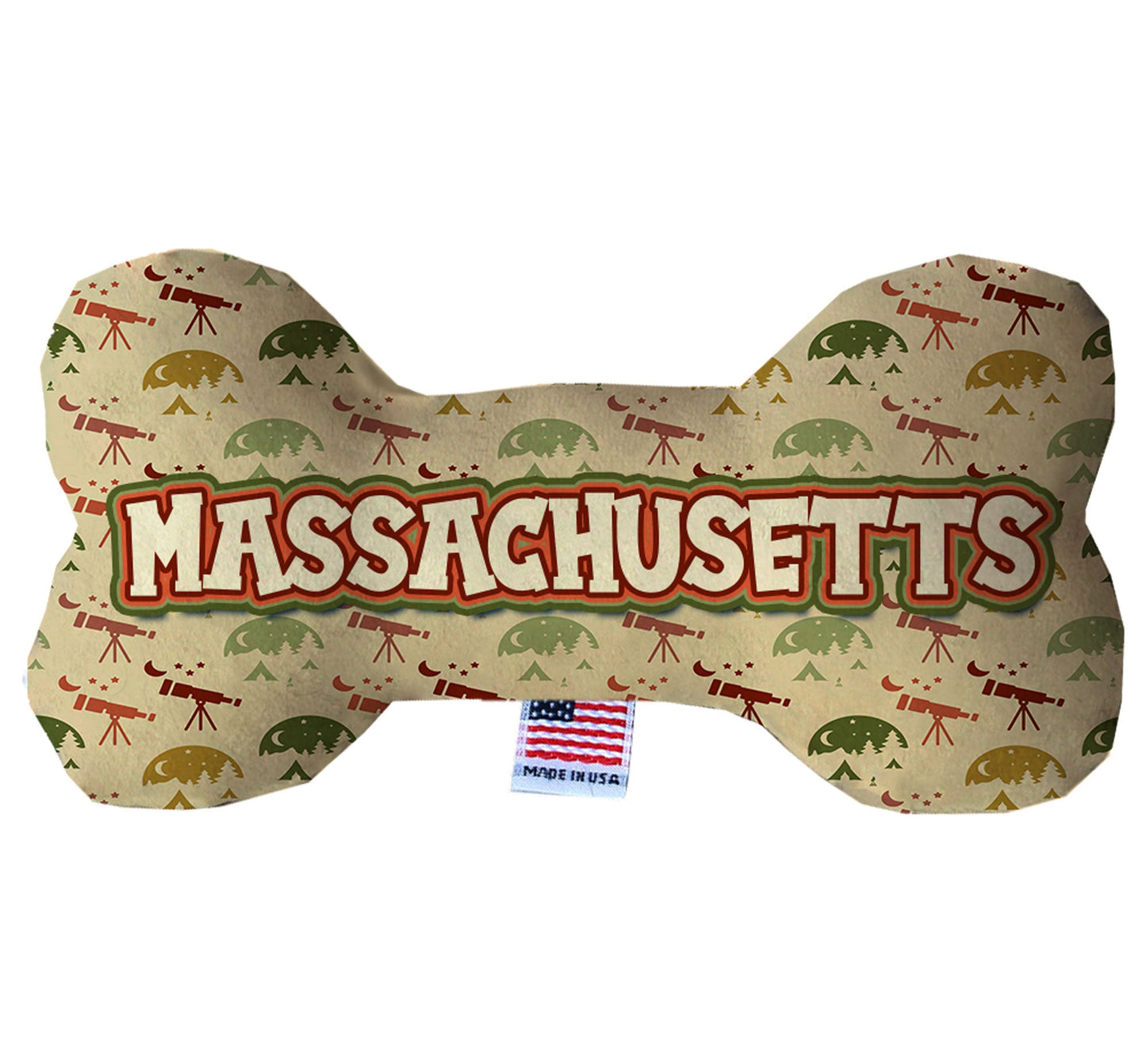 Pet & Dog Plush Bone Toys, "Massachusetts State Options" (Available in different pattern options)