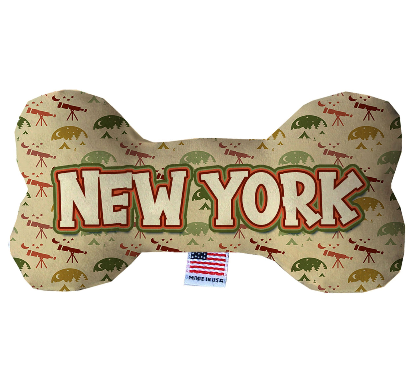 Pet & Dog Plush Bone Toys, "New York State Options" (Available in different pattern options)